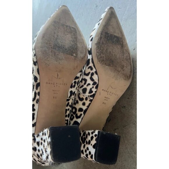 Marc Fisher Cheetah Print Heels Size 9M Block Heel Haircalf Pumps Classic Luxury - Picture 12 of 12